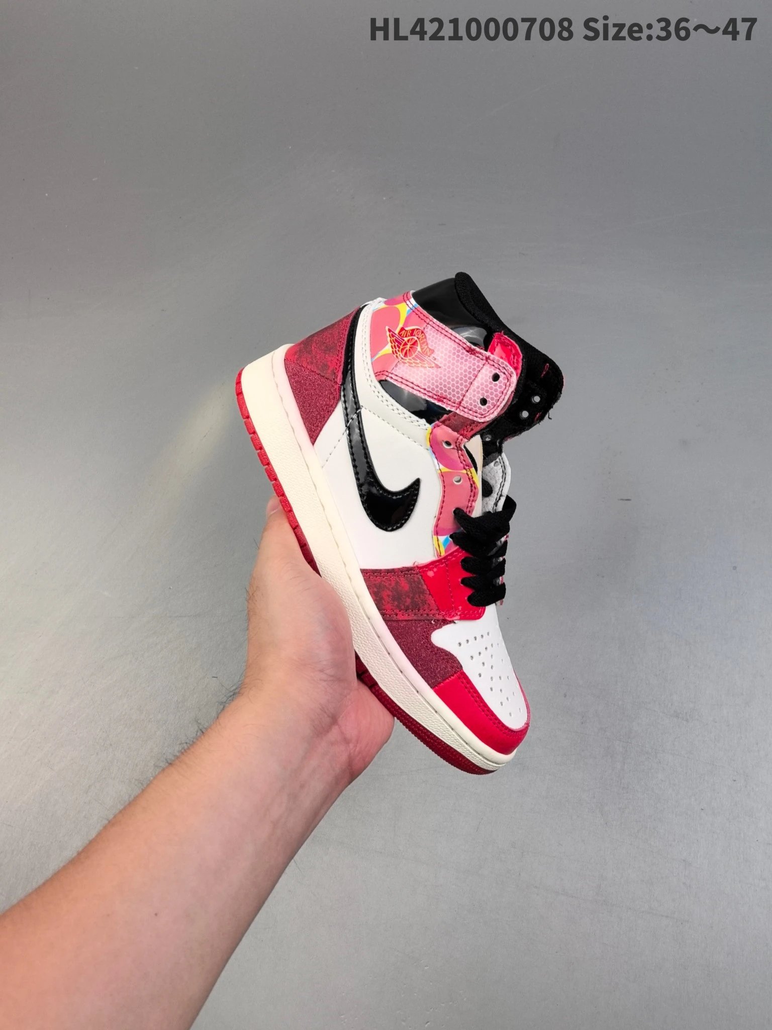 Air Jordan AJ1 High Red Pink Patchwork Basketball Shoes