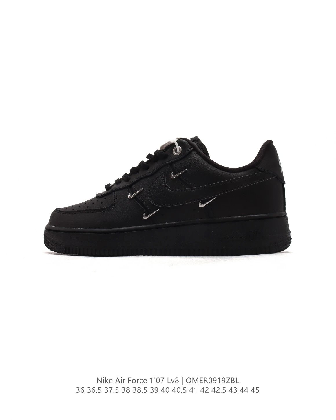 Nike Air Force 1 ’07 LV8 Black Metal Swoosh Sneakers