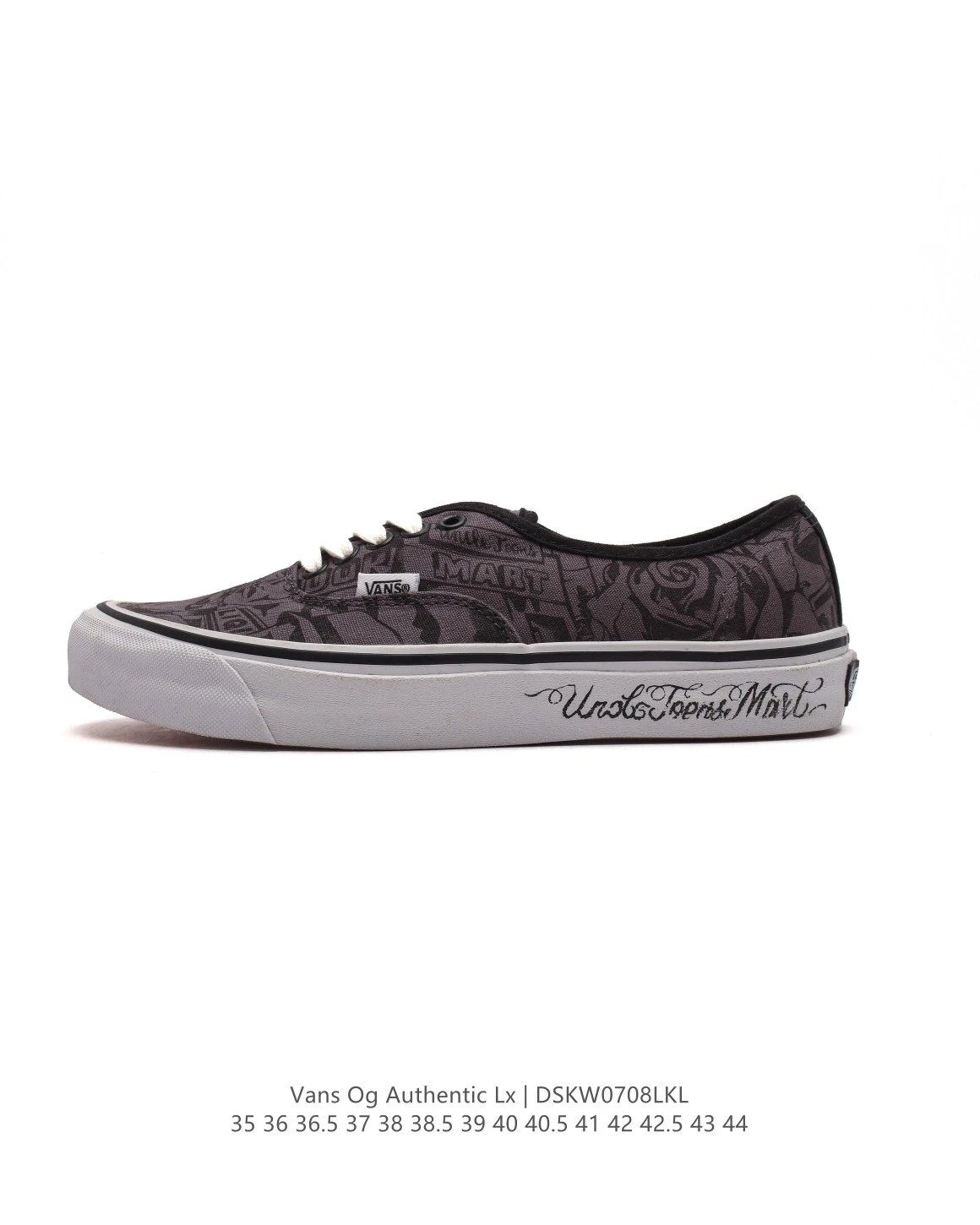 Vans OG Authentic LX Grey Comic Canvas Skate Shoes