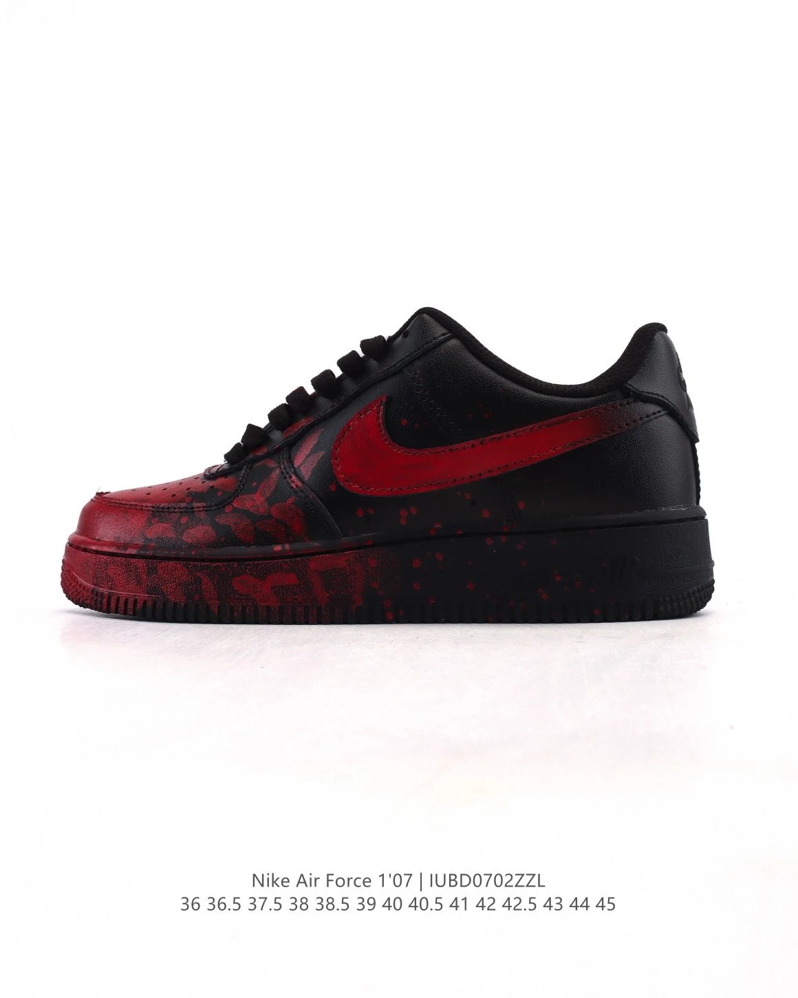 Nike Air Force 1 '07 Black Red Splatter Sneakers