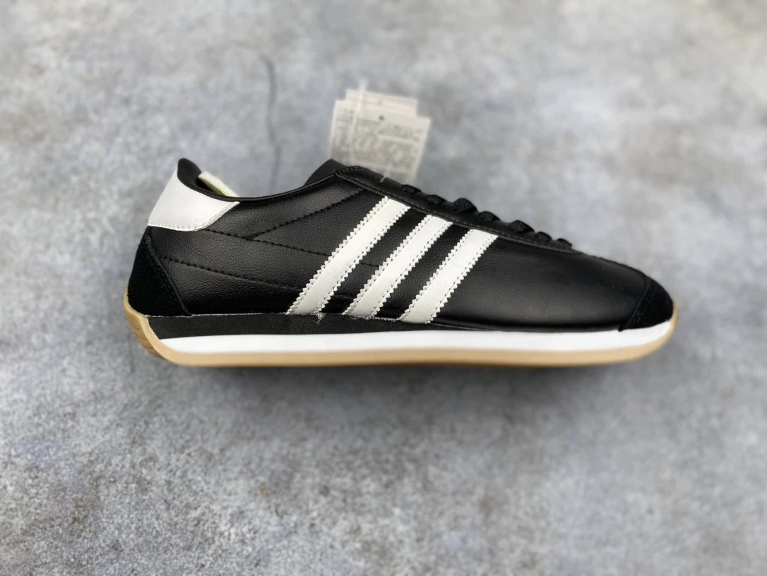 Adidas Originals Retro Black White Leather Gum Sole Sneakers