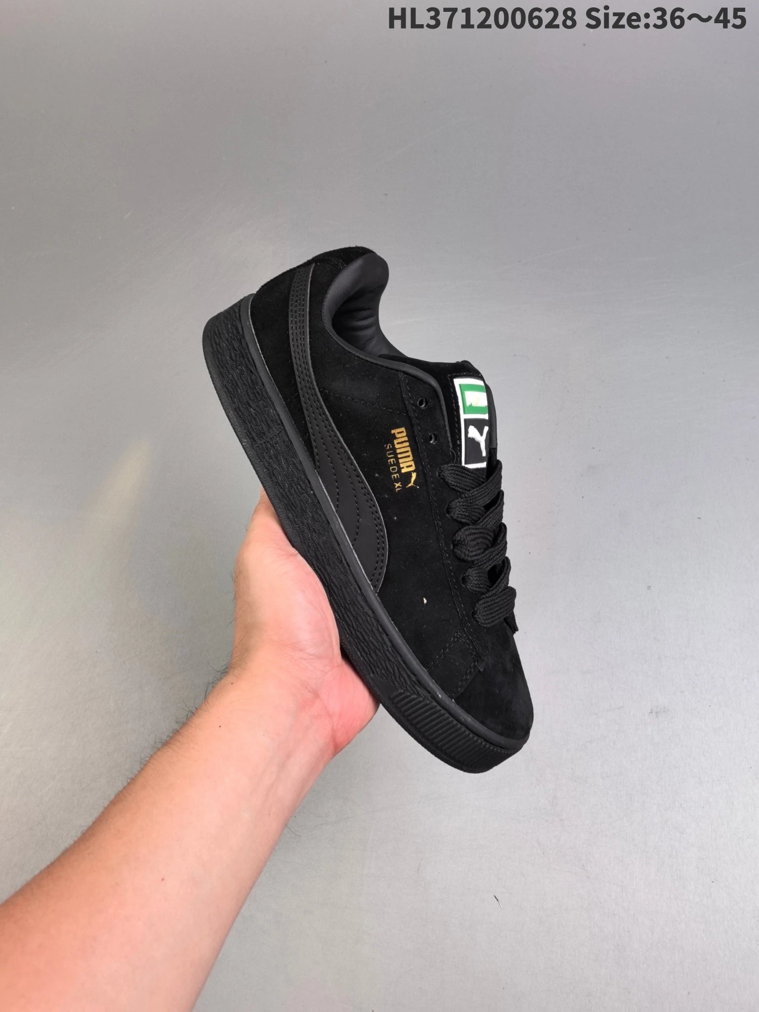 Puma Suede XL Black Low Top Skate Sneakers