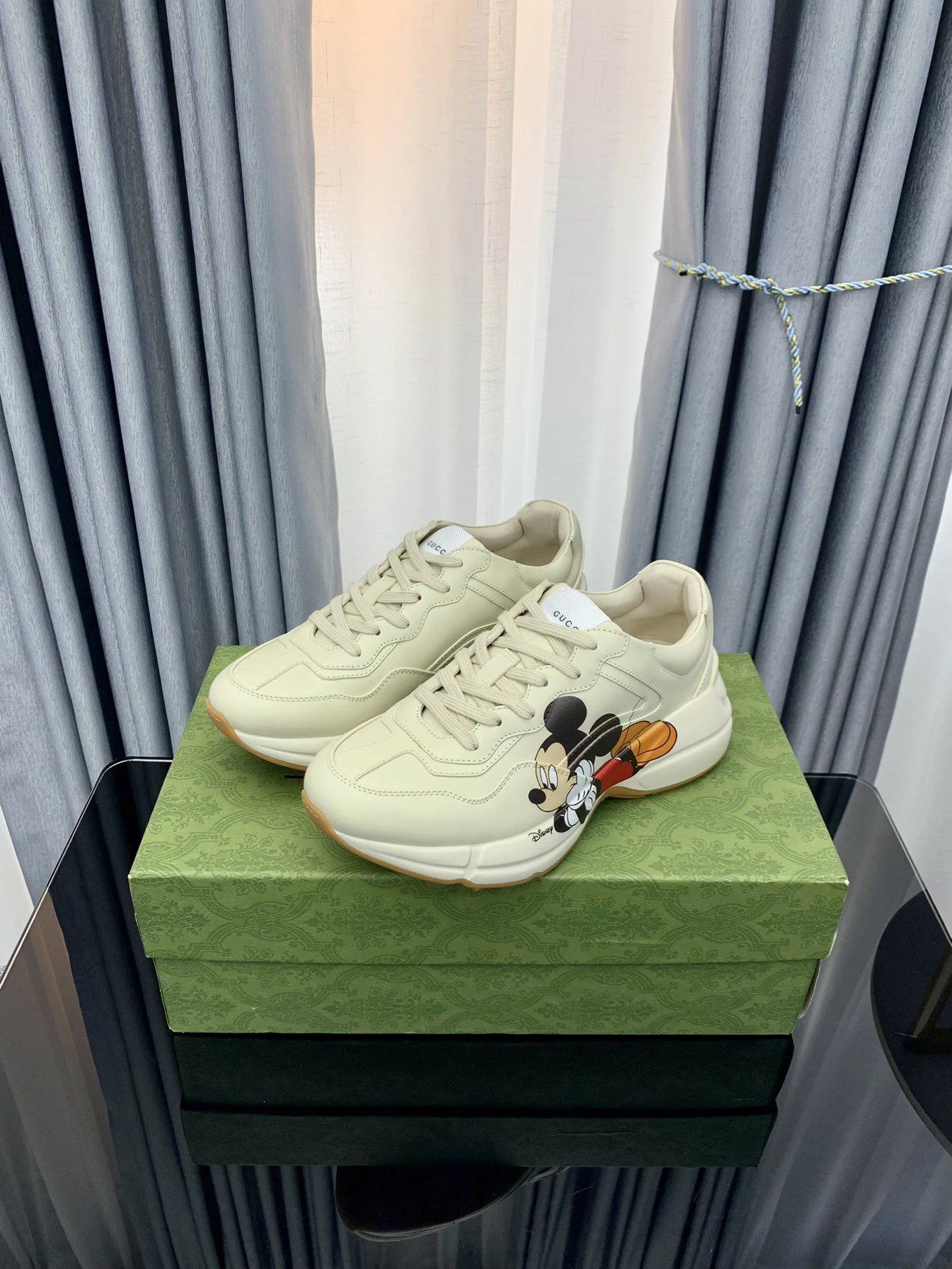 Gucci Disney Mickey Cream Leather Chunky Dad Sneakers