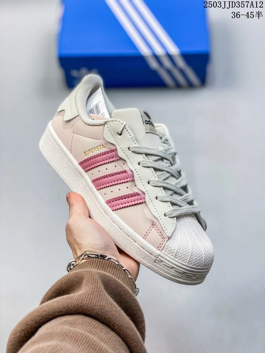 Adidas Superstar Cream Pink Shell Toe Leather Sneakers