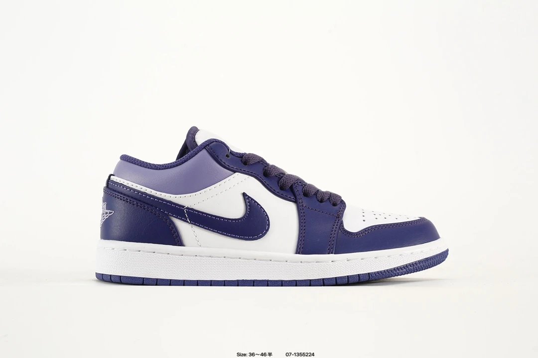 Nike Air Jordan 1 Low Purple White Leather Sneakers
