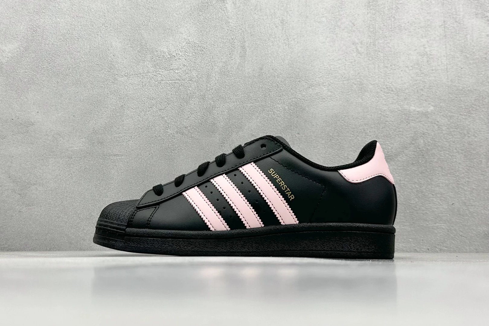 Adidas Superstar Black Pink Shell Toe Leather Sneakers