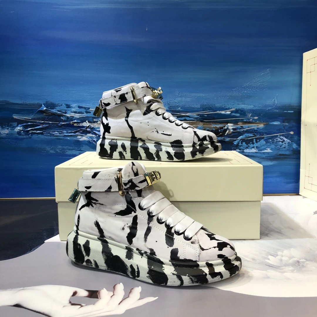 Alexander McQueen Ink Splatter High-Top Platform Sneakers