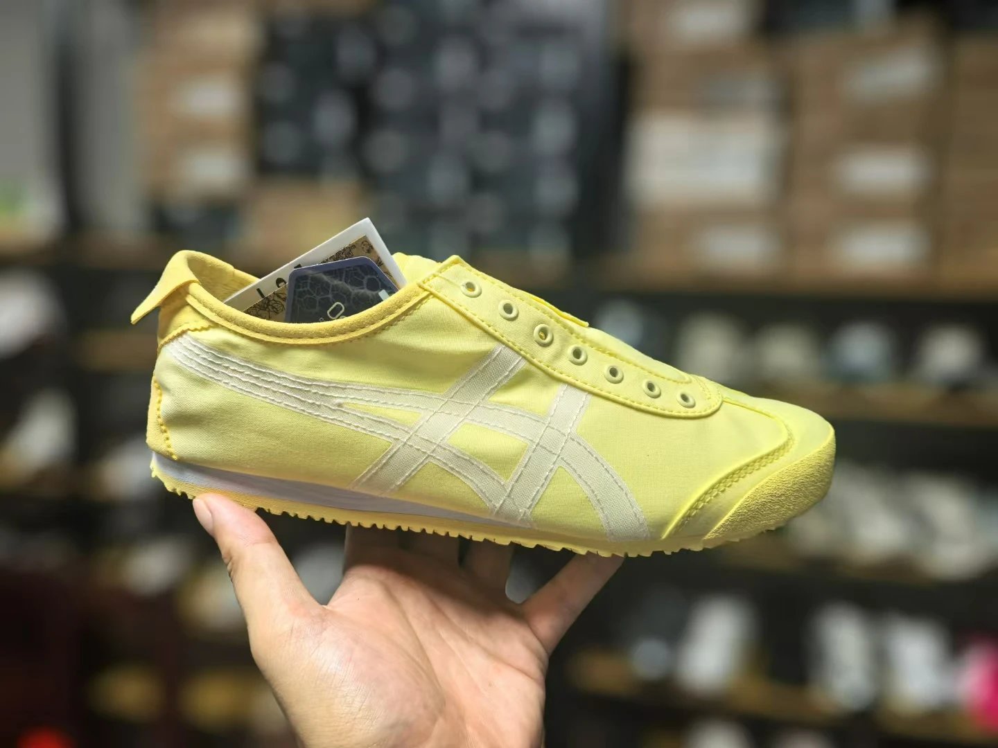 Onitsuka Tiger Mexico 66 Yellow Canvas Striped Sneakers