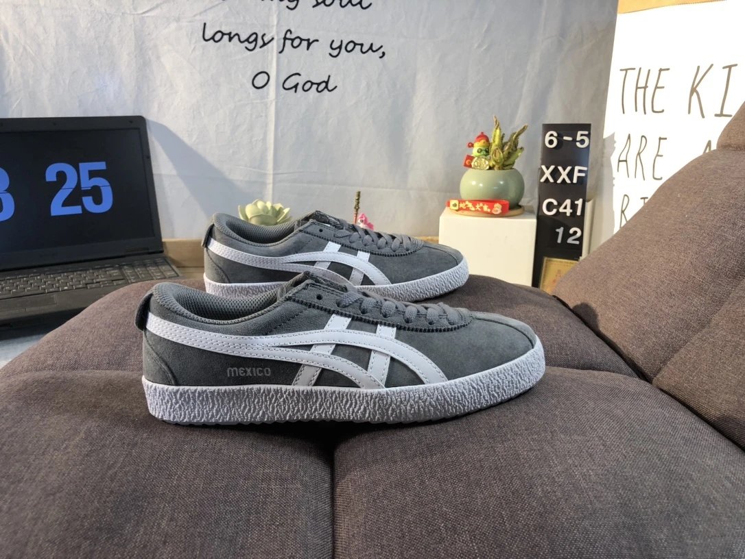 Onitsuka Tiger Mexico Grey White Suede Low-Top Sneakers