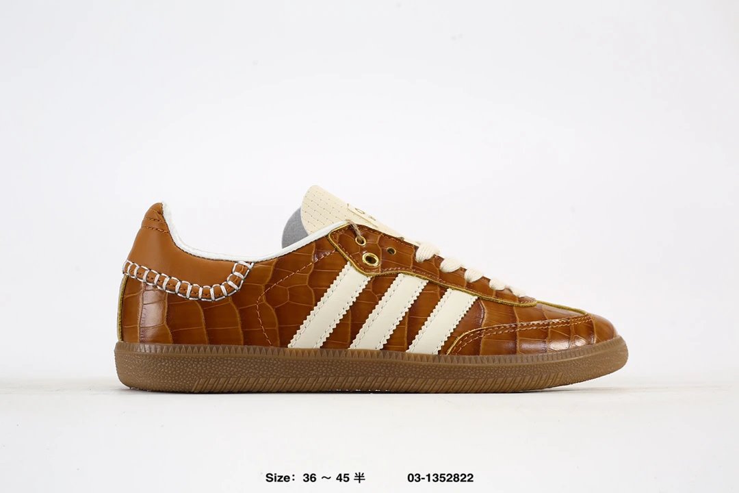 Adidas Samba Brown Croc Leather Gum Sole Sneakers