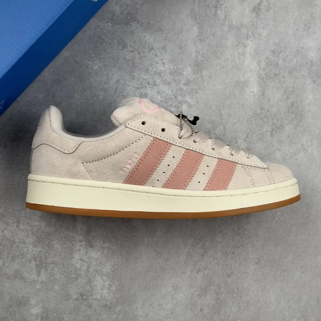 Adidas Originals Campus Pink Gray Suede Low-Top Sneakers