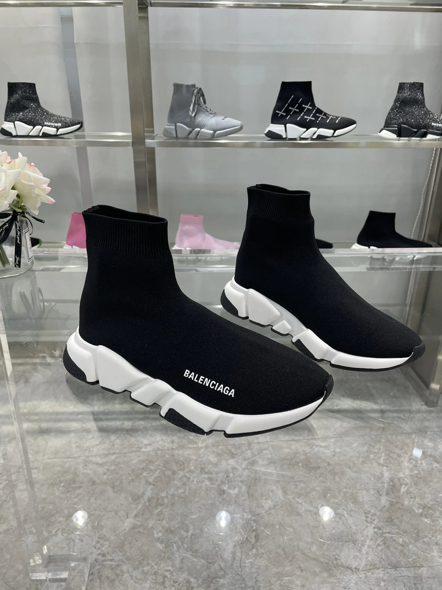 Balenciaga Black Speed Trainer Sock Shoes Chunky Sole