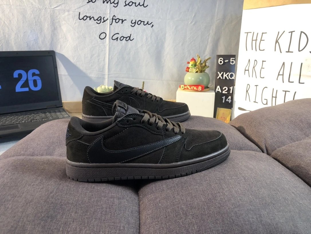 Nike Air Jordan 1 Low Black Reverse Swoosh Sneakers
