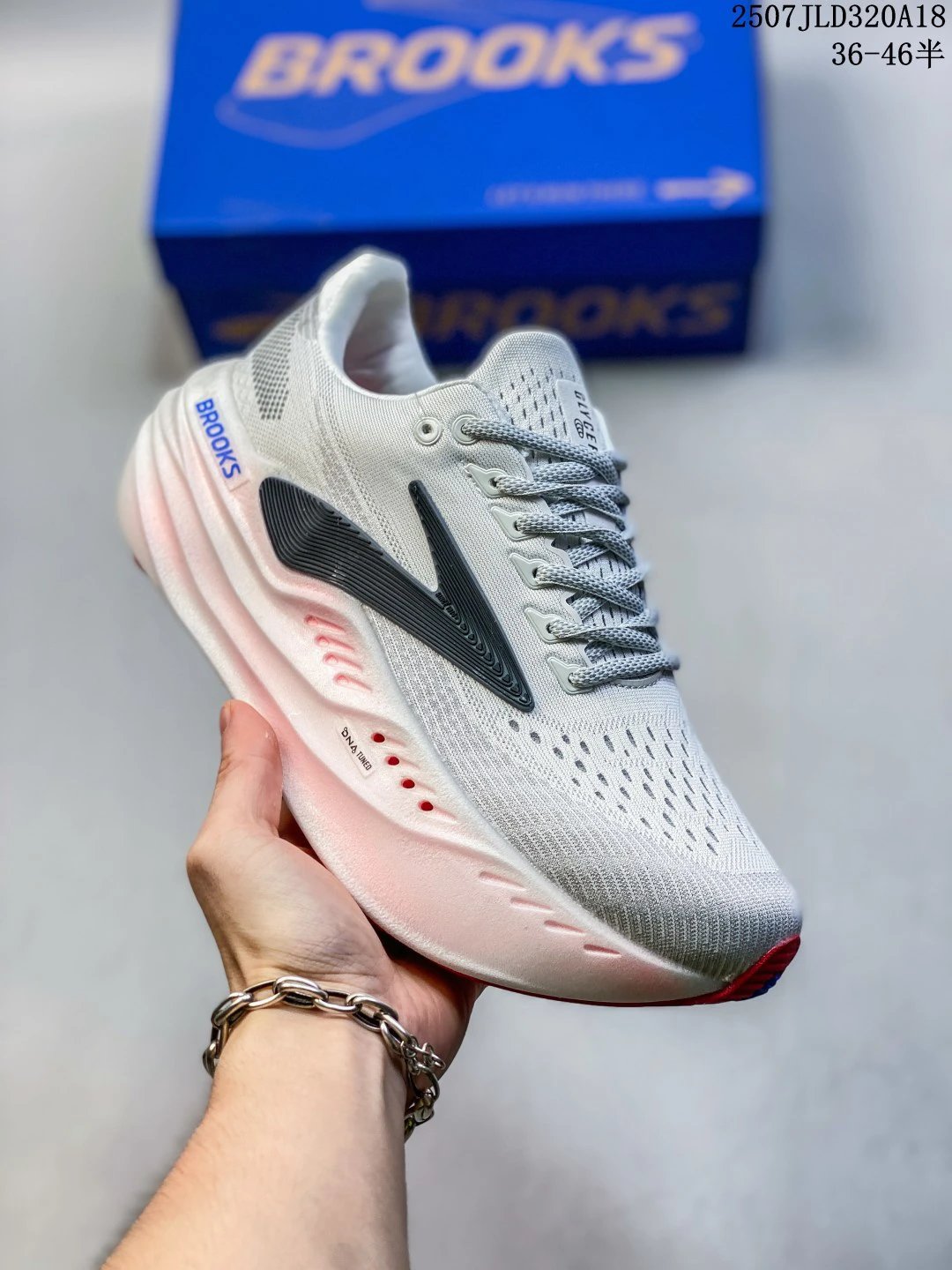 Brooks Grey White Cushioned Mesh Running Shoes Unisex