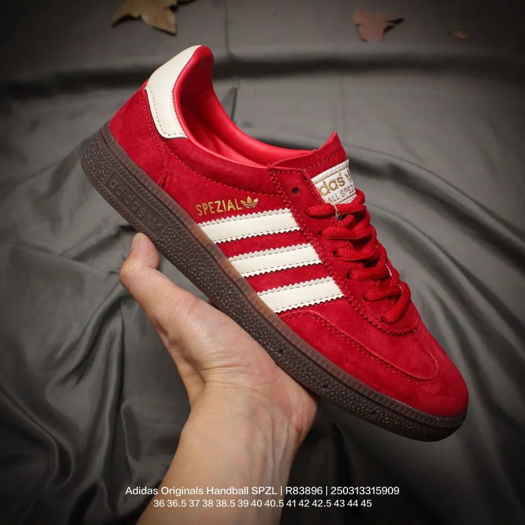 Adidas Handball Spezial Red Suede Gum Sole Sneakers