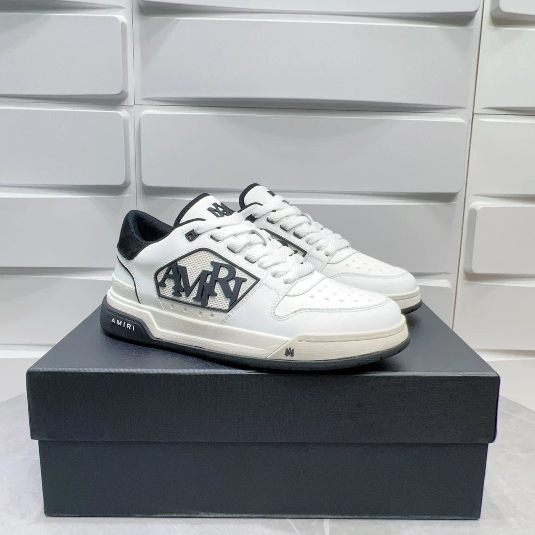 Amiri MA-1 White Black Leather Mesh Low Top Sneakers