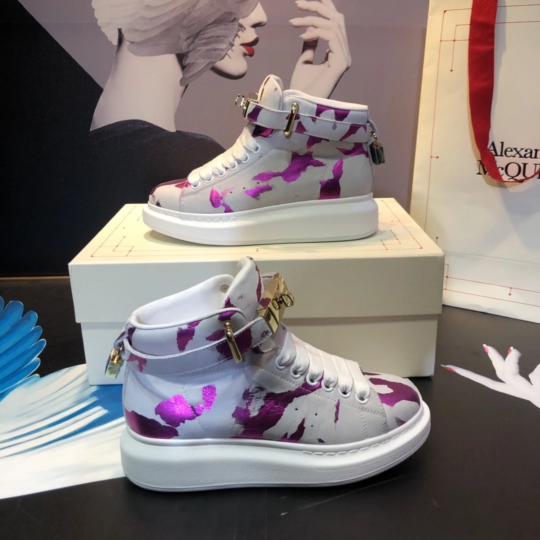 Alexander McQueen Purple Splatter High-Top Sneakers
