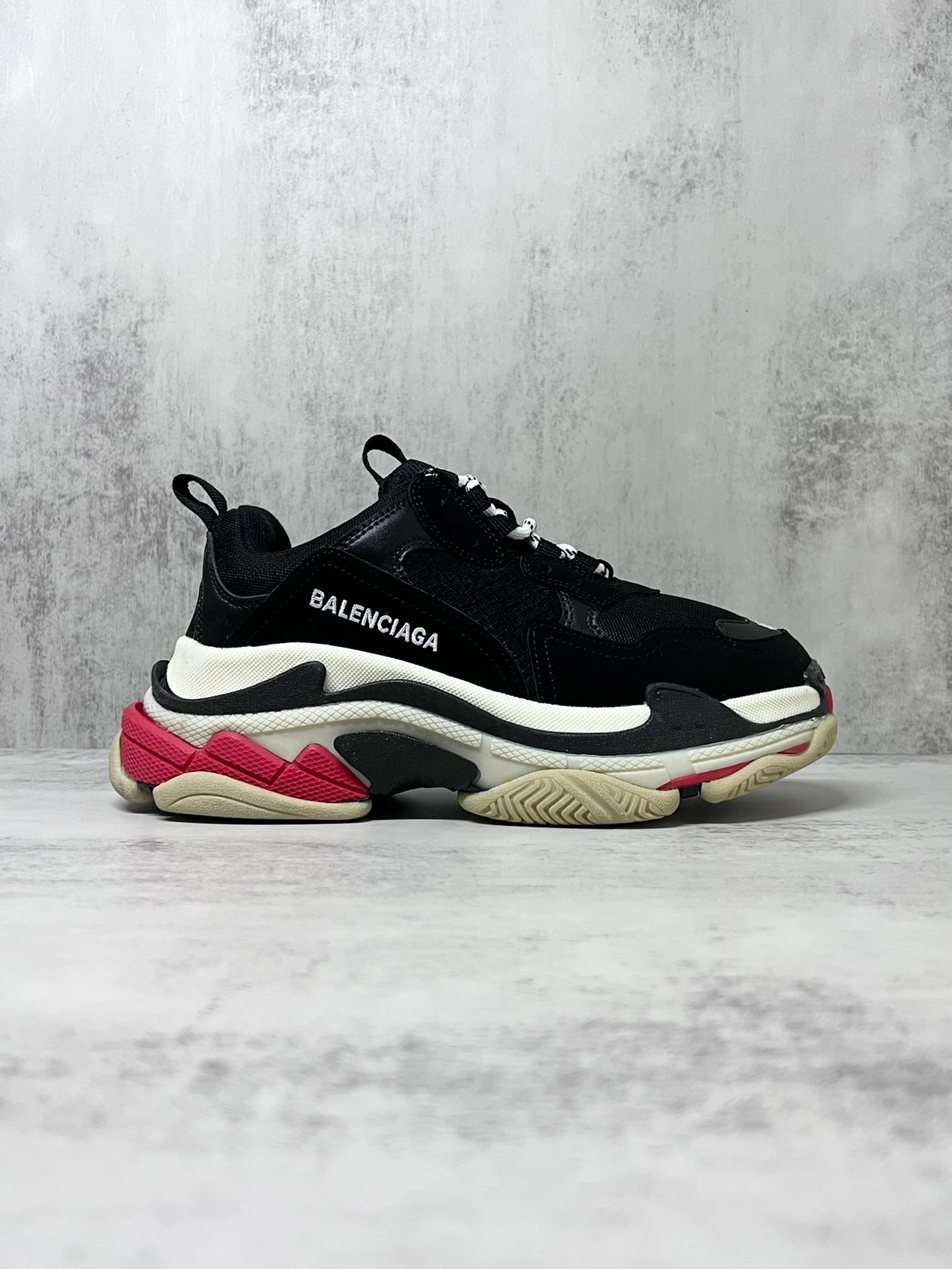 Balenciaga Triple S Black Red Cream Chunky Sneakers Unisex