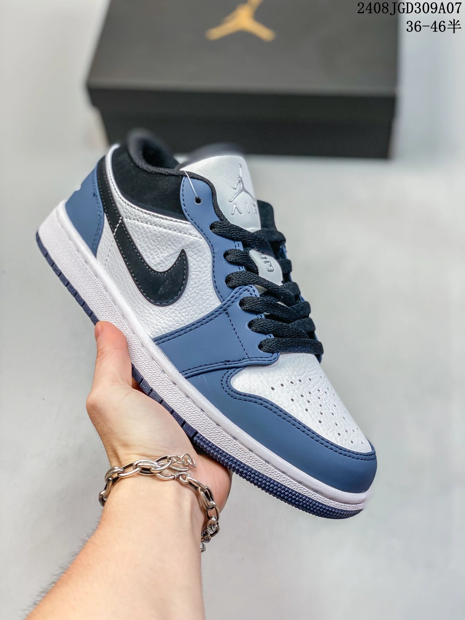 Air Jordan 1 Low Blue White Black Basketball Shoes