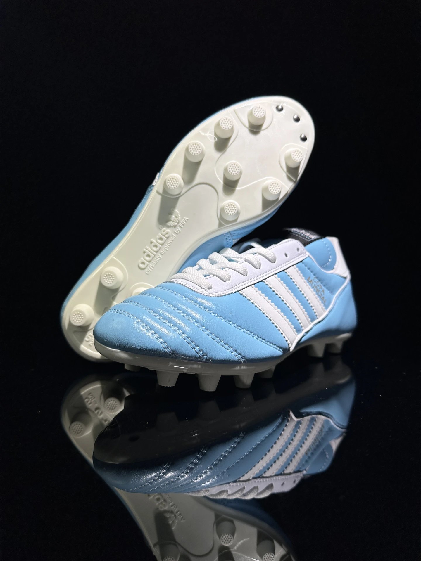 Adidas Copa Mundial Blue White Leather FG Soccer Cleats