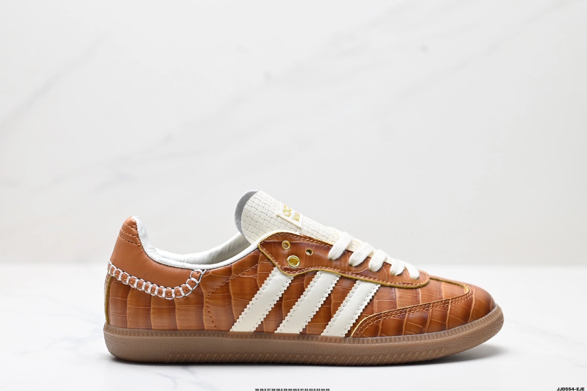 Adidas Samba Brown Croc Leather Gum Sole Sneakers