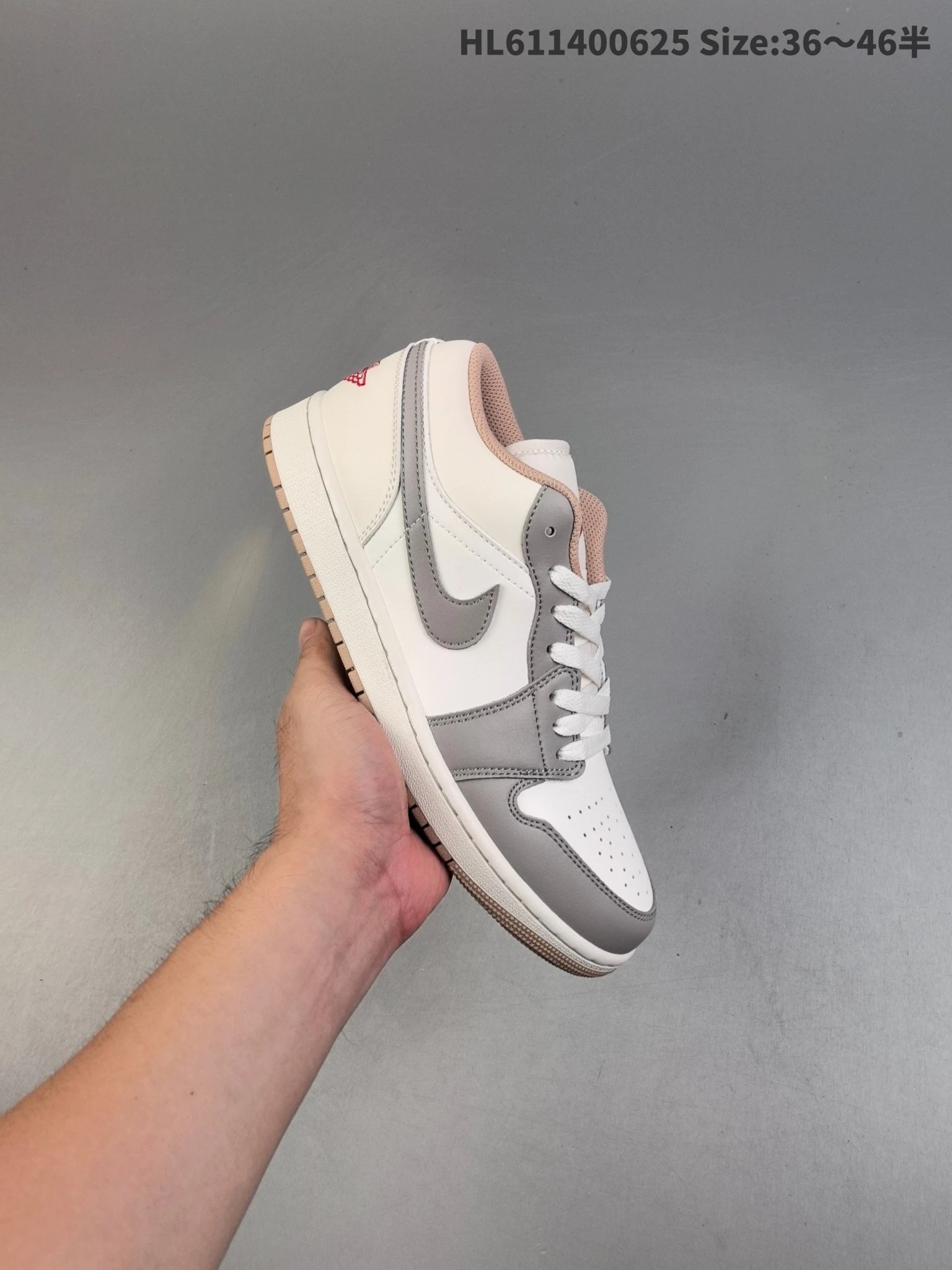 Air Jordan AJ1 Low White Grey Pink Patchwork Sneakers