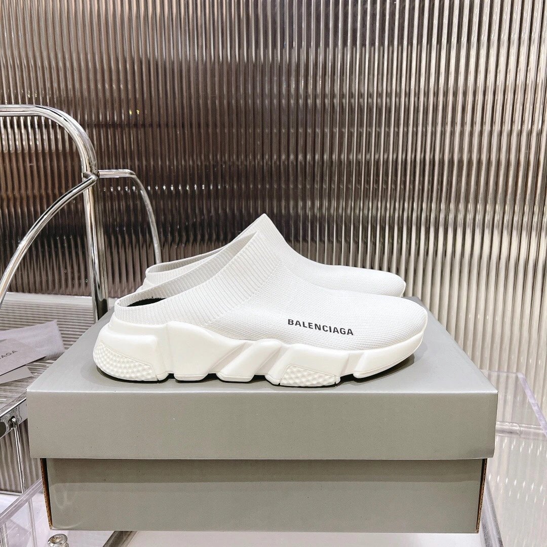 Balenciaga White Speed Knit Sock Mule Sneakers