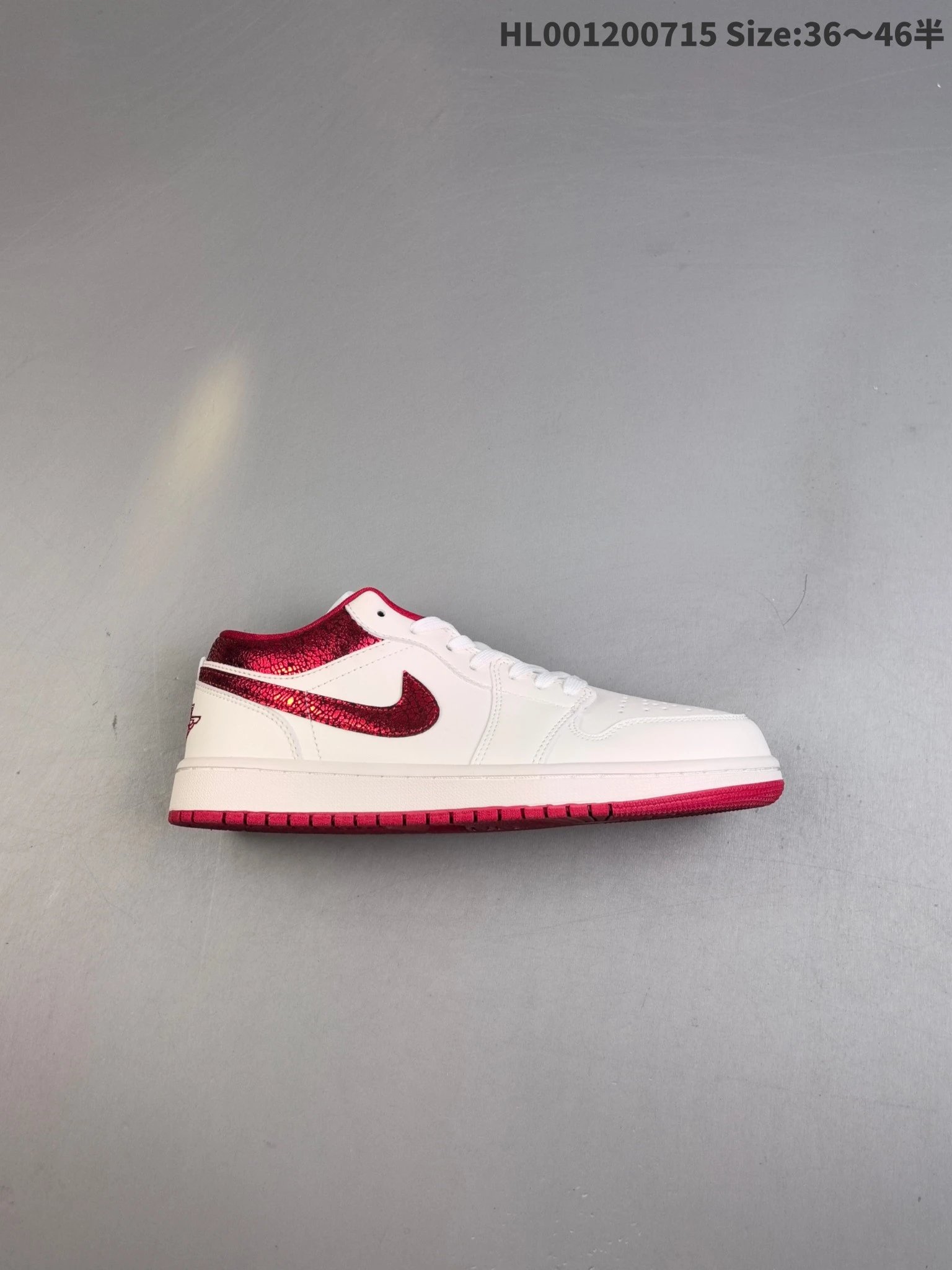 Air Jordan AJ1 Low White Red Snakeskin Swoosh Sneakers