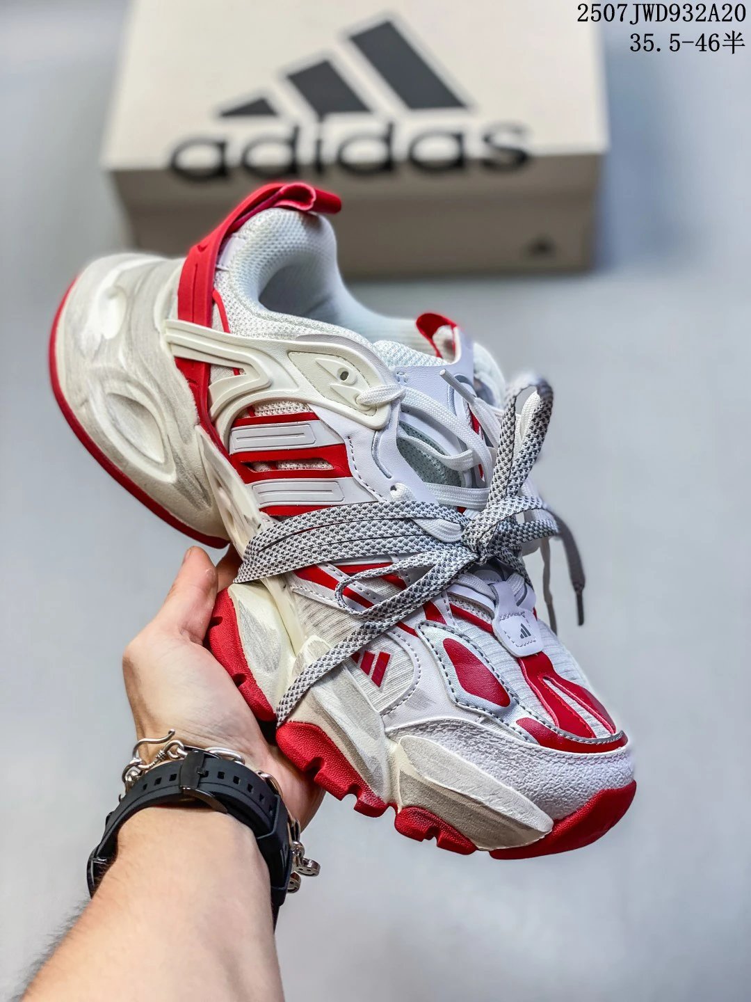 Adidas White Red Retro Dad Shoes Breathable Chunky Sneakers