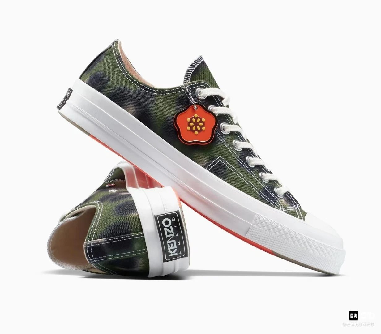 Converse Green Camo Low Top Platform Canvas Shoes Charm