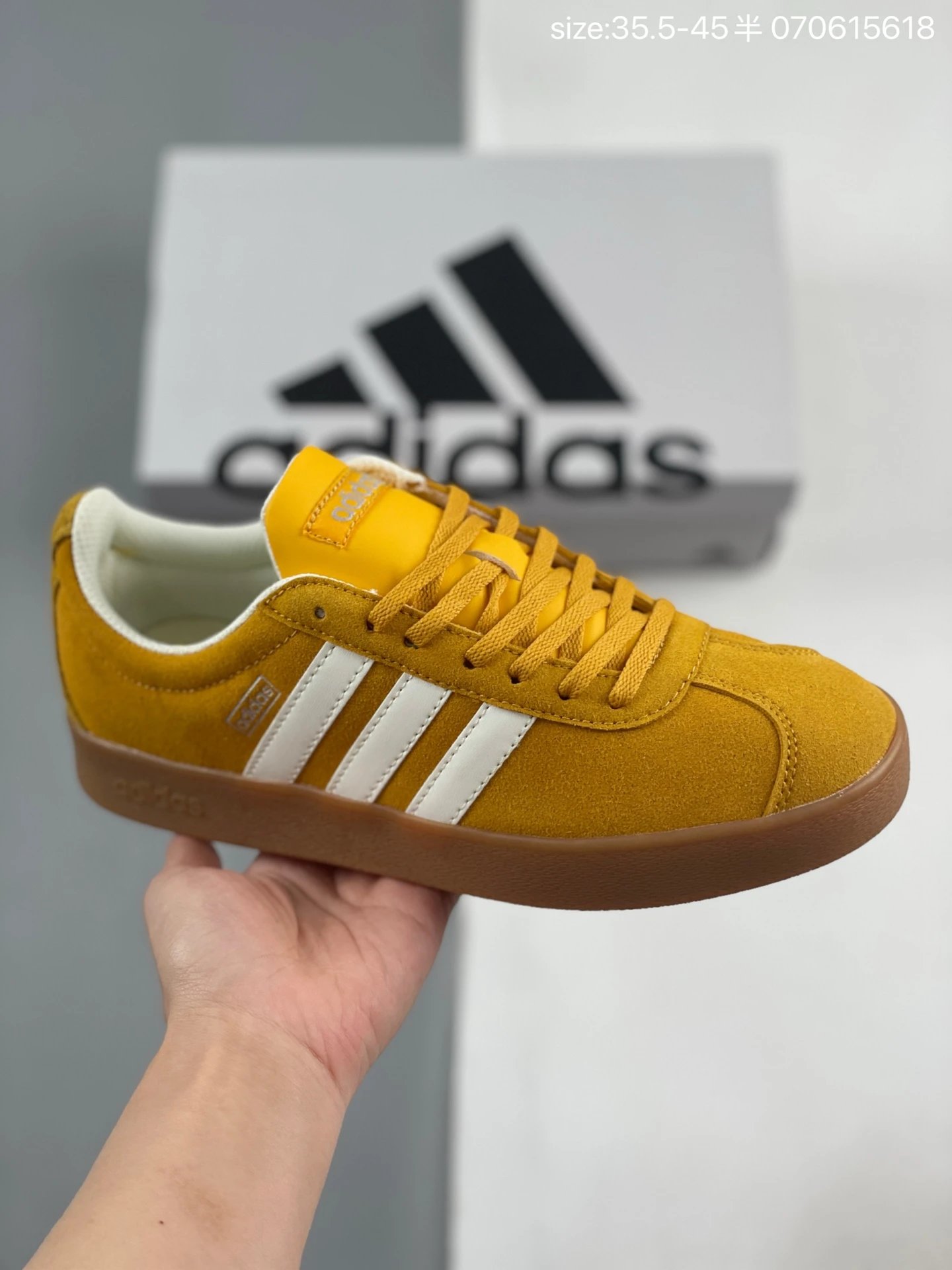Adidas Retro Yellow Brown Suede Low-Top 3-Stripes Gum Shoes