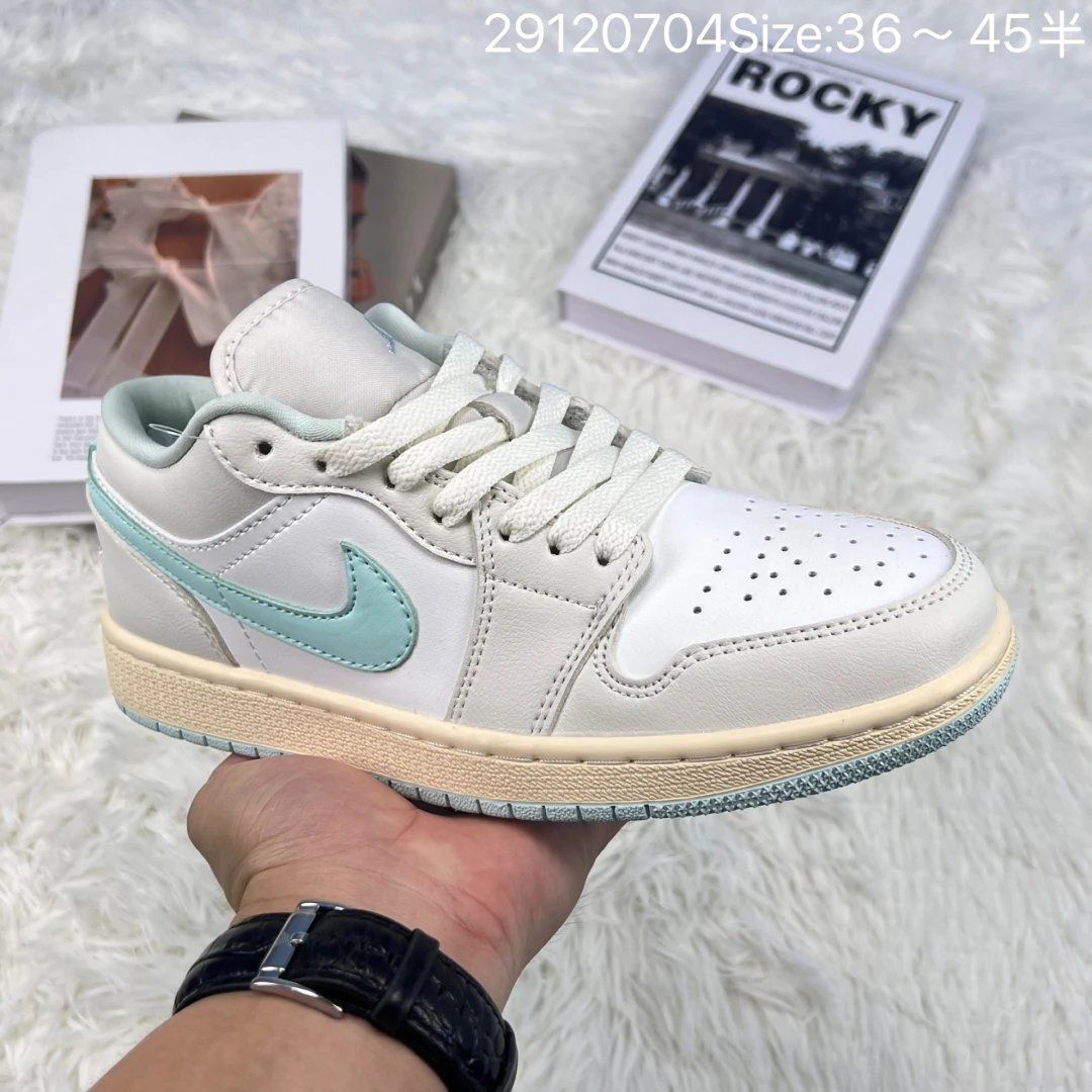 Air Jordan AJ1 Low White Mint Leather Sneakers