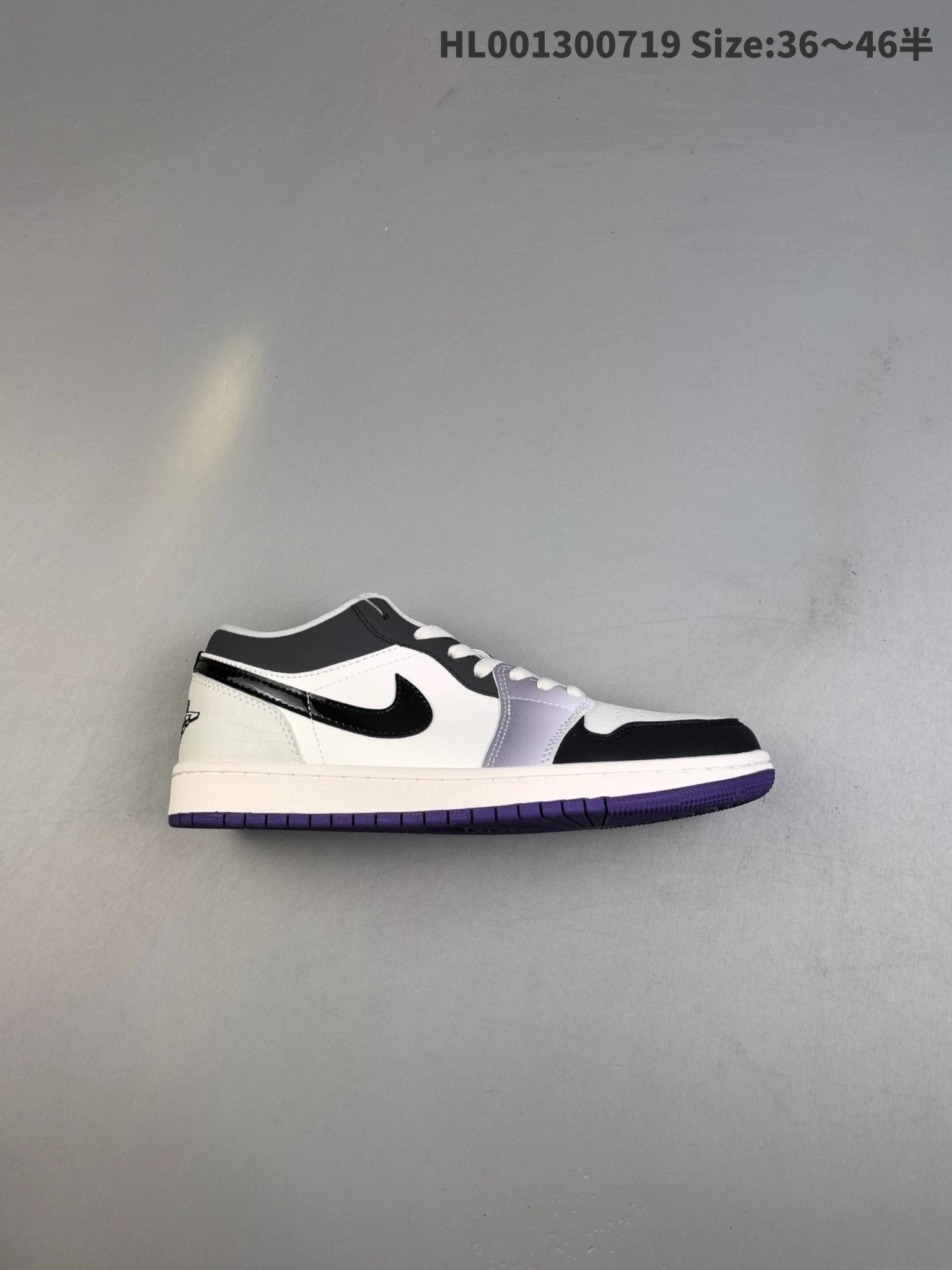Air Jordan AJ1 Low Black White Grey Purple Shoes
