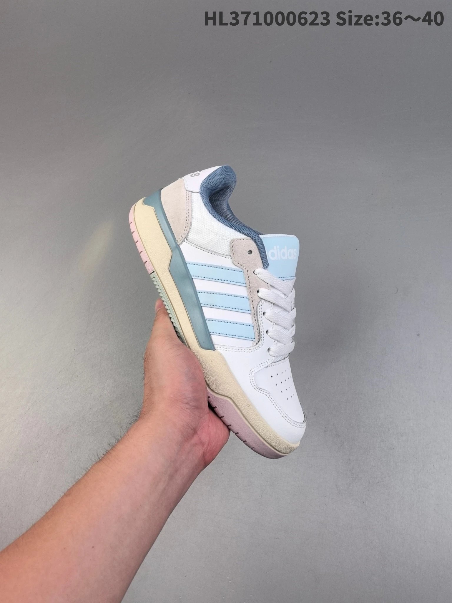 Adidas Retro White Blue Low-Top Leather Mesh Sneakers