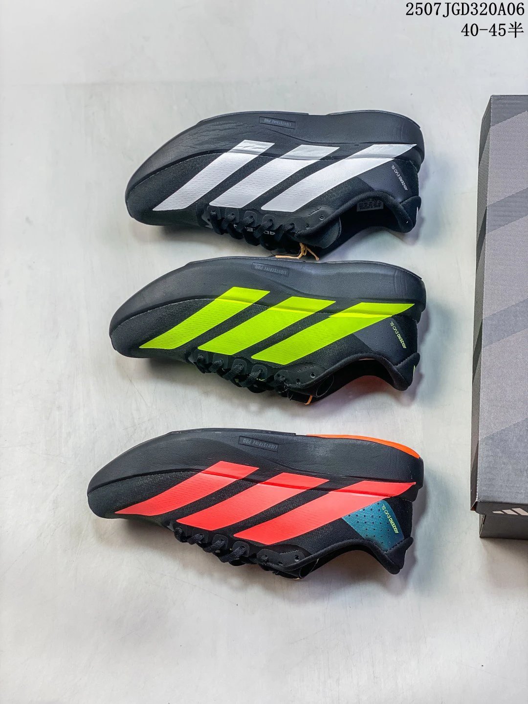 Adidas Adizero Black White 3-Stripes Running Shoes