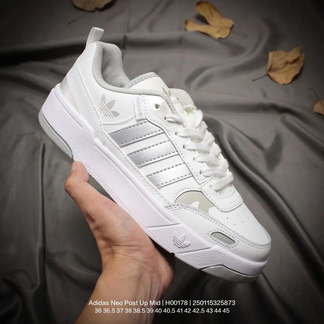 Adidas Neo Post Up Mid White Retro Basketball Sneakers