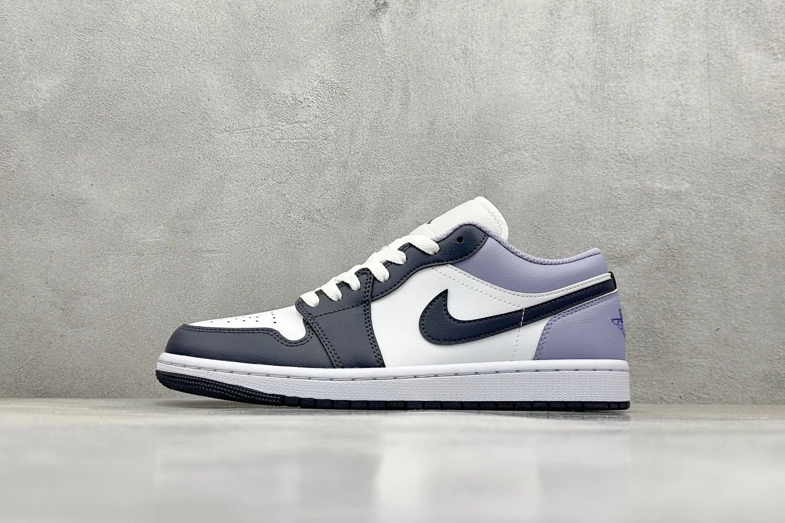 Air Jordan AJ1 Low Black White Purple Leather Sneakers