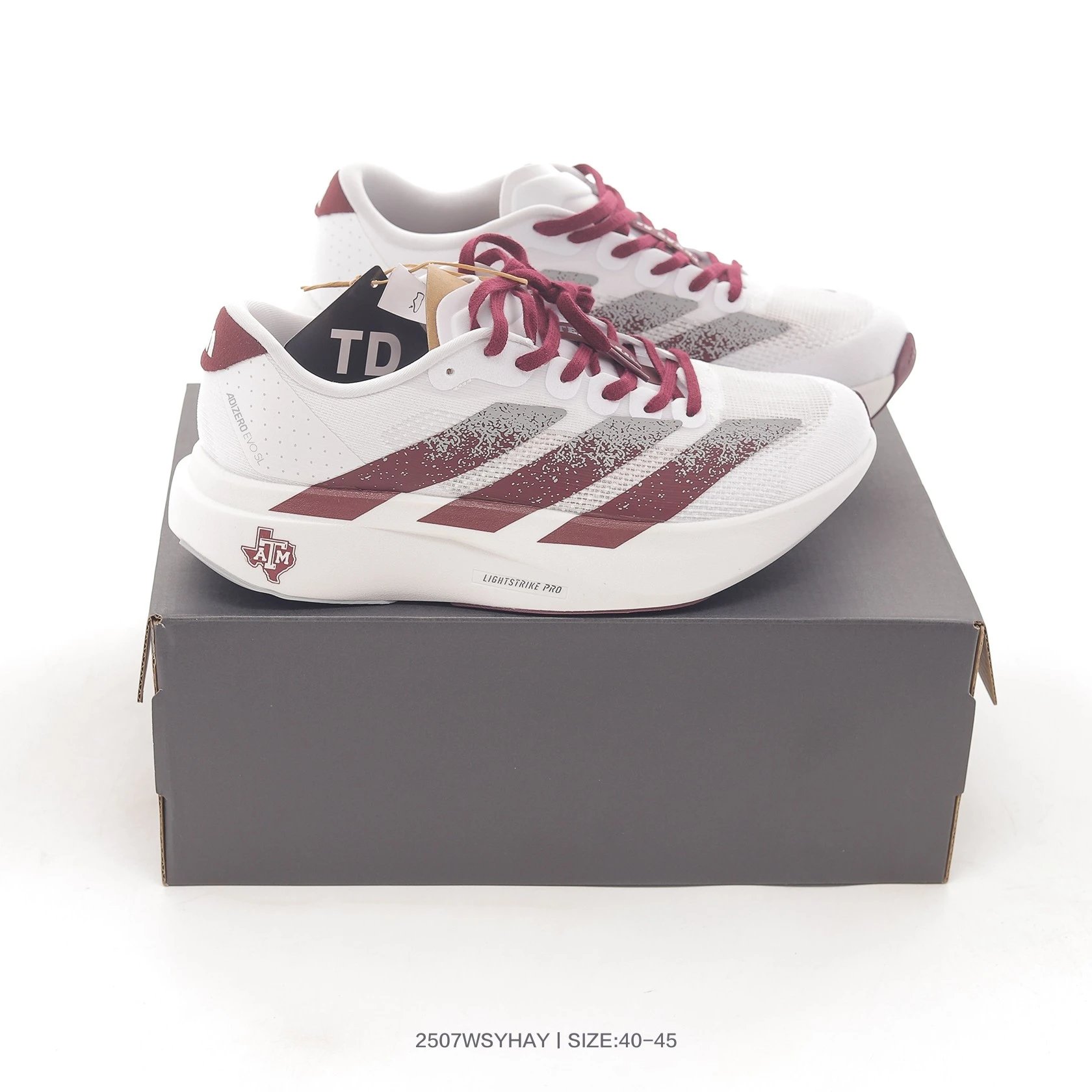 Adidas Adizero Evo SL White/Burgundy Running Shoes