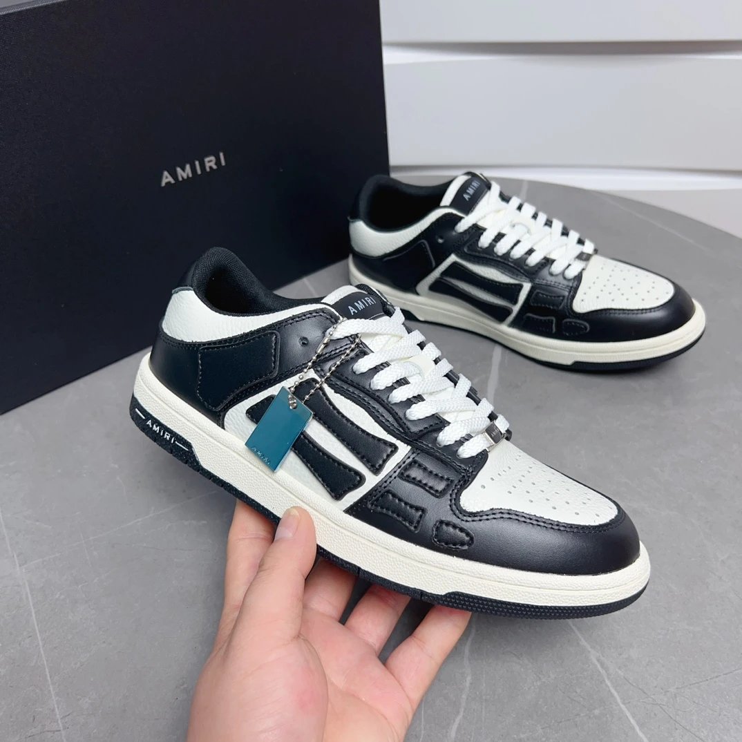 AMIRI Black White Low Top Leather Skate Sneakers