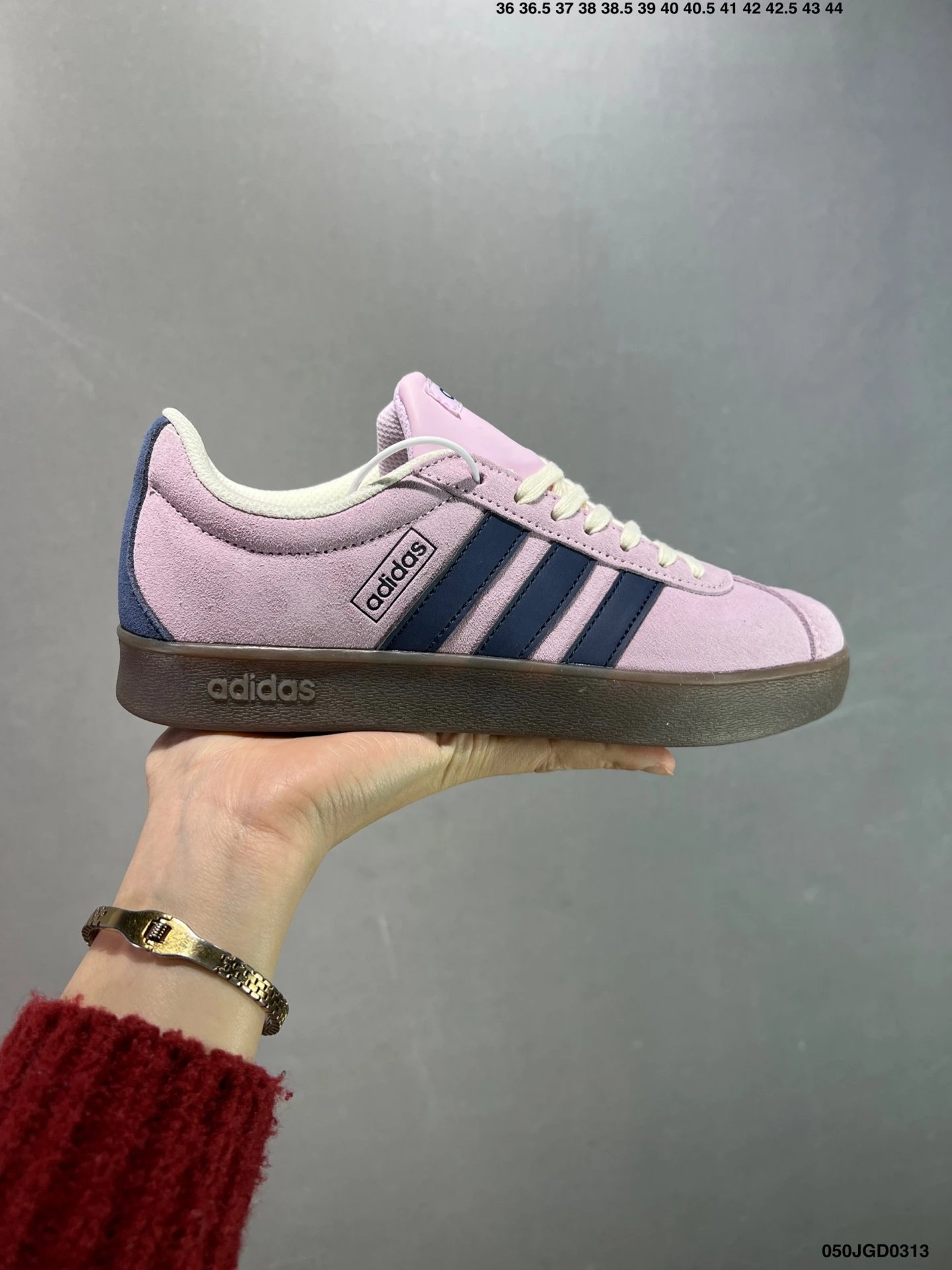 Adidas Campus Pink Suede Navy Stripe Gum Sole Sneakers