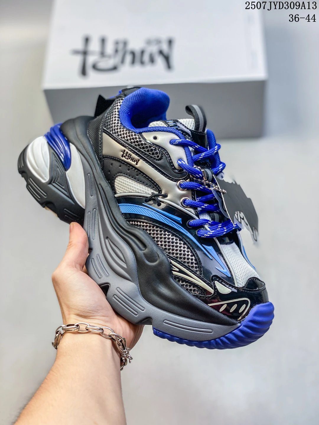 Hyhun Blue Black Silver Retro Chunky Dad Sneakers