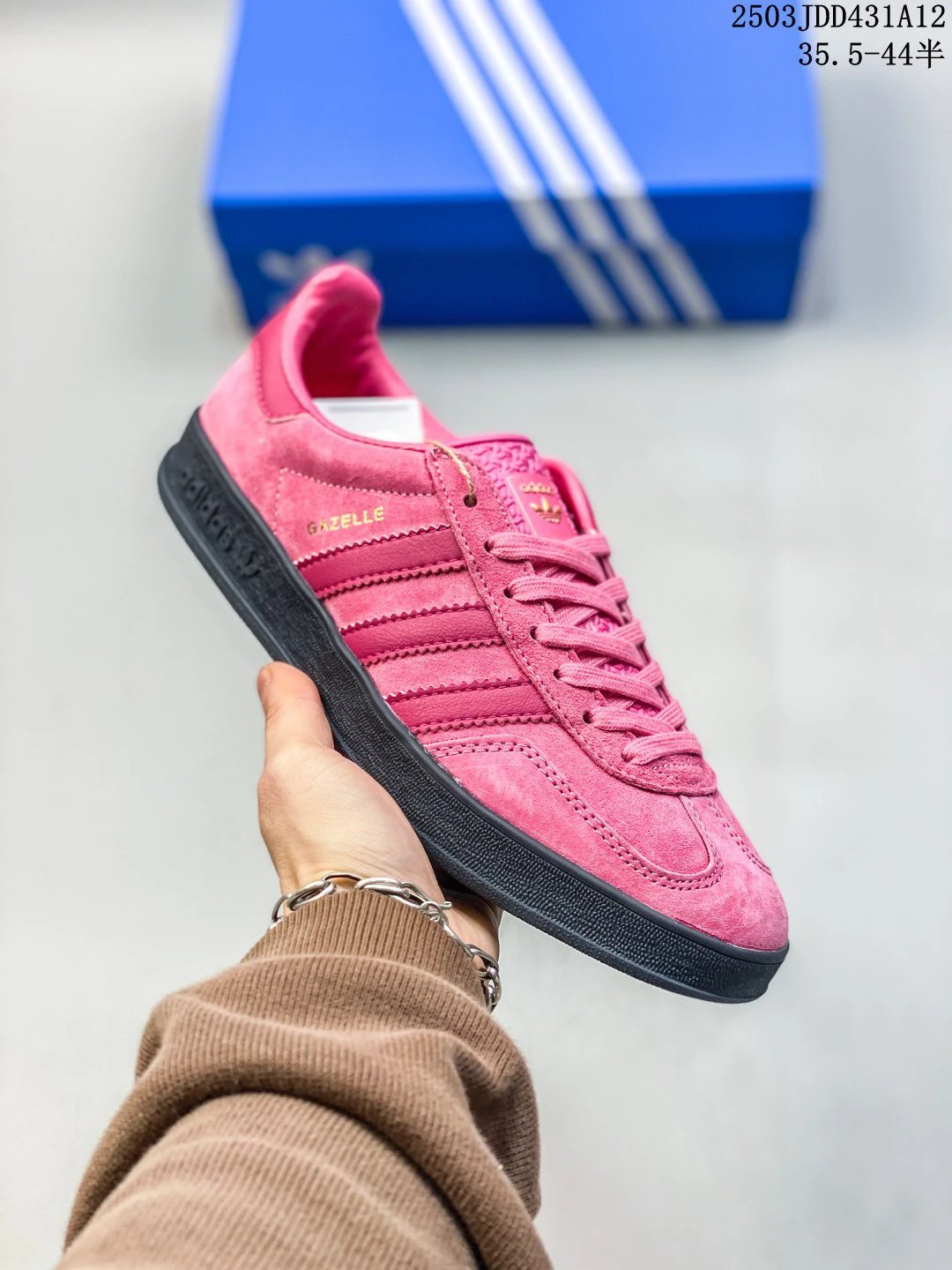 Adidas Gazelle Pink Suede Low Top Sneakers Black Sole