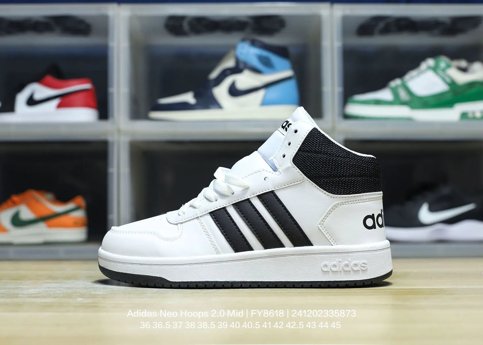 Adidas Neo Hoops 2.0 Mid White Black Basketball Sneakers