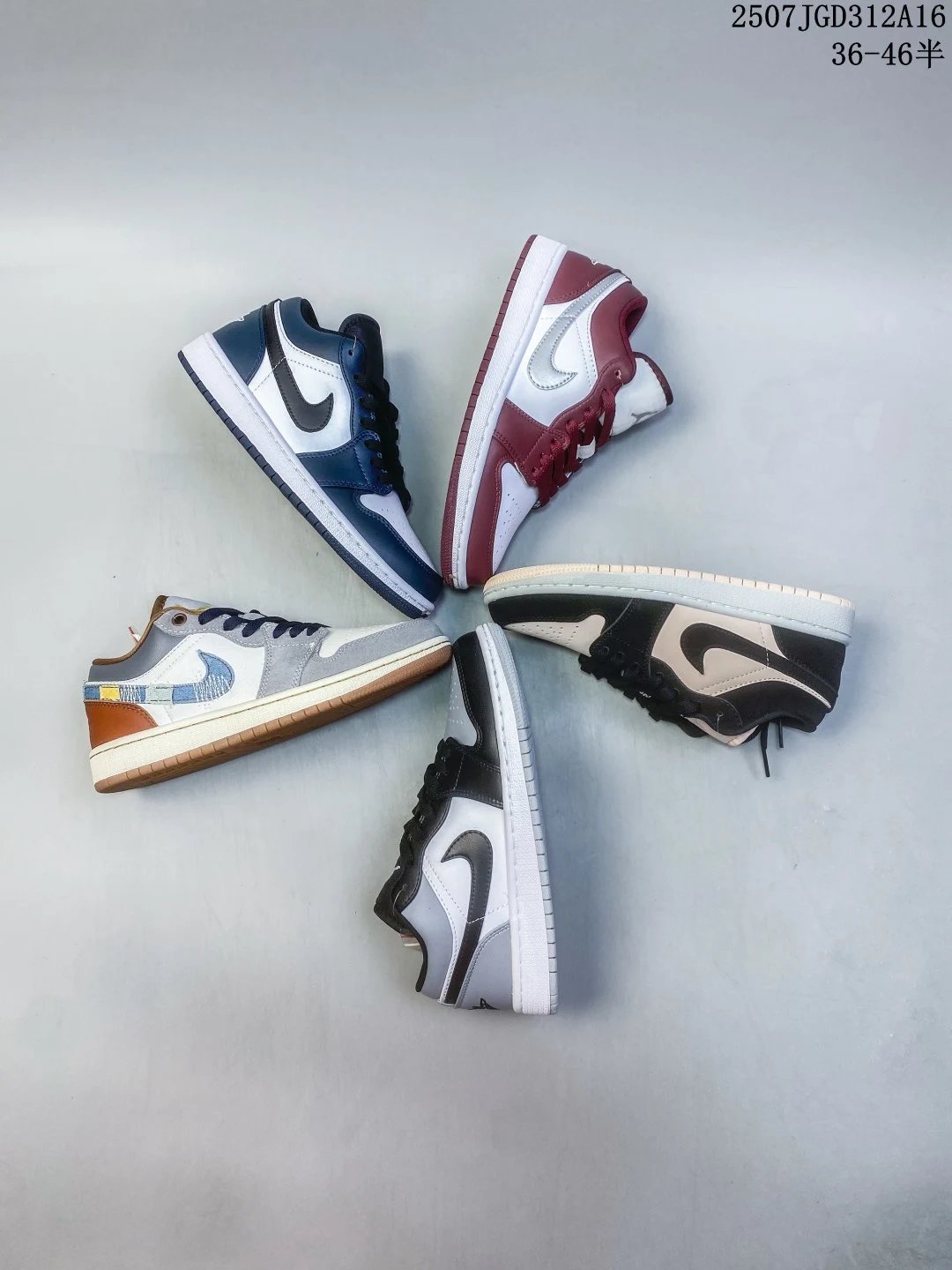 Nike Air Jordan 1 Low White Blue Black Leather Sneakers