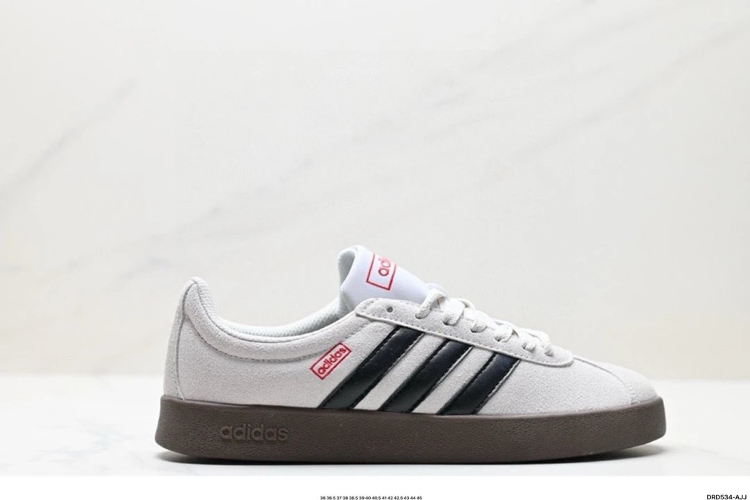 Adidas VL Court Grey 3-Stripe Gum Sole Sneakers