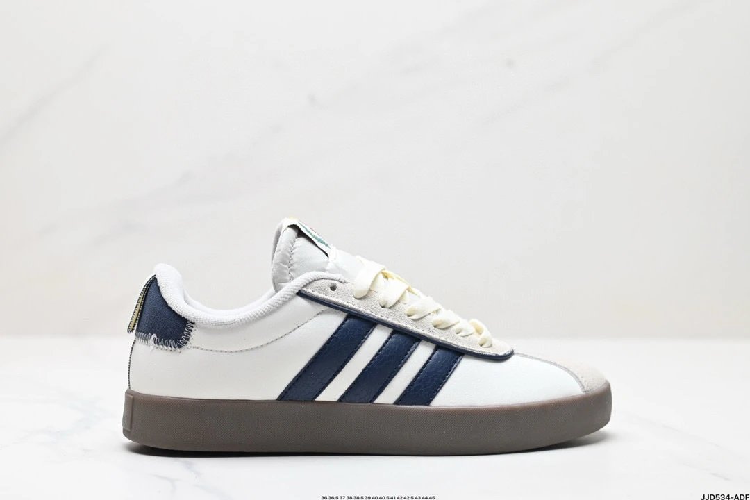 Adidas Originals White Blue Retro Leather Low-Top Sneakers