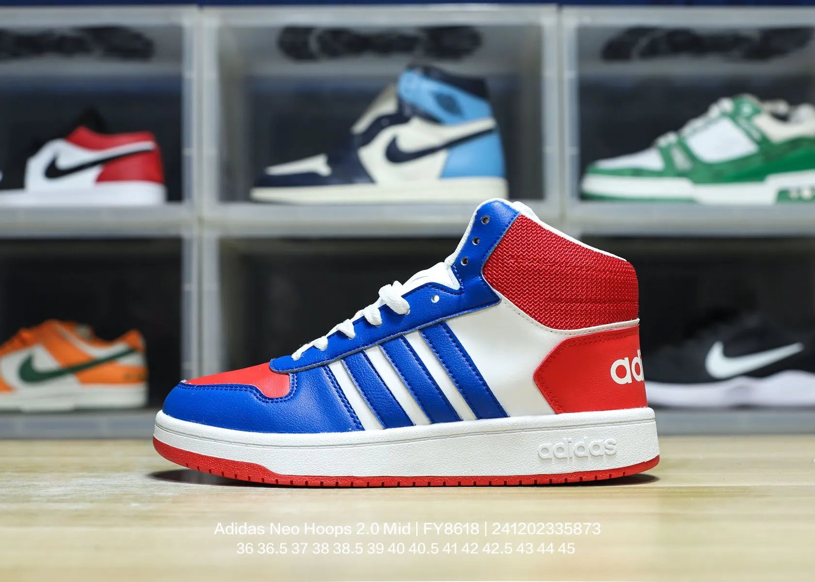 Adidas Neo Hoops 2.0 Mid Red Blue Basketball Shoes