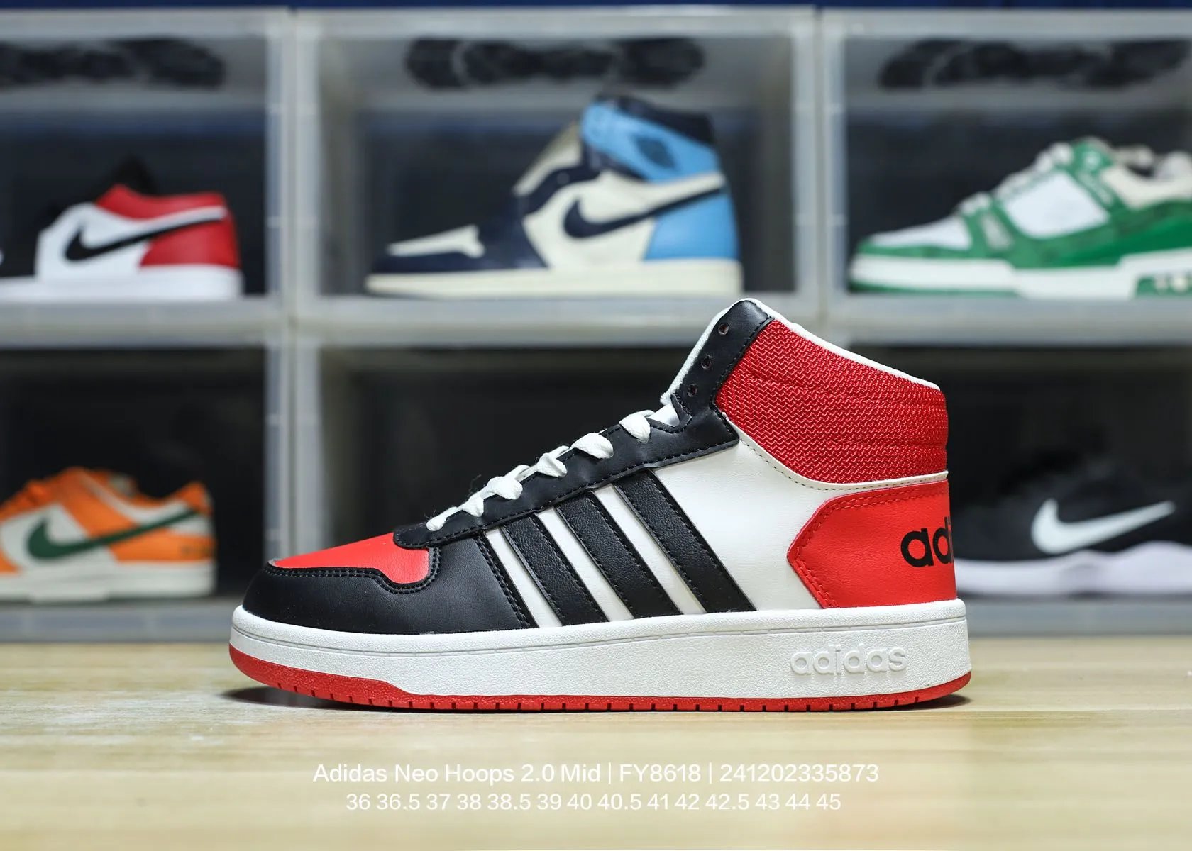 Adidas Neo Hoops 2.0 Mid Red Black High-Top Sneakers