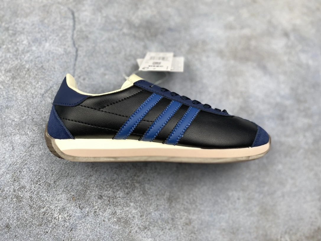 Adidas Retro Low-Top Black Blue Leather Skate Shoes