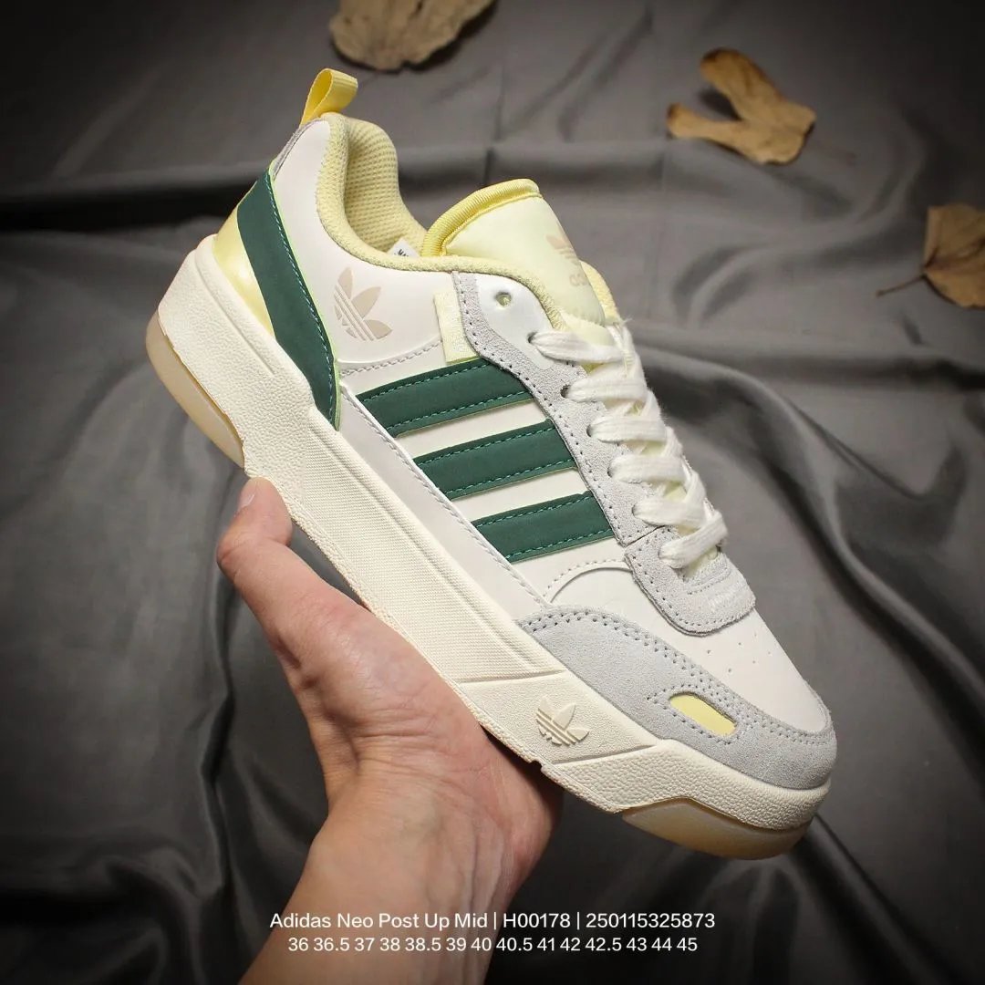 Adidas Neo Post Up Mid Off White Green Sneakers